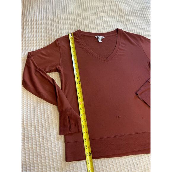 Athleta Burnt Orange V Neckline Long Sleeve Relaxed Athleisure Sweater/Tee Med - Picture 7 of 12